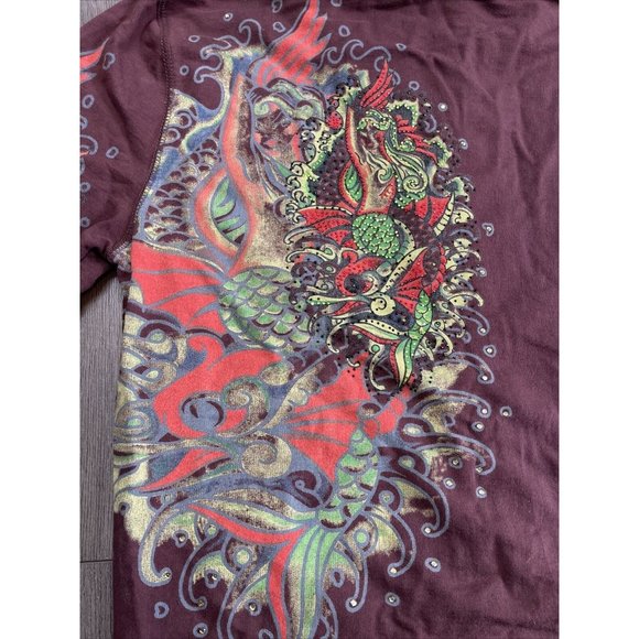 CIRCLE OF LIFE Womens Large Hoodie Jacket Mermaid Sequins Colorful Soft Cotton - Picture 3 of 6